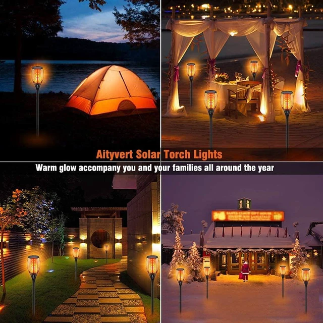 Alt view image 5 of 6 - Upgraded Larger Solar Torch Lights, Waterproof Outdoor Dancing Flames Lights, Flickering Flames Garden Lights, Landscape Decoration Pathway Patio Lights 43" 96 LED (6)