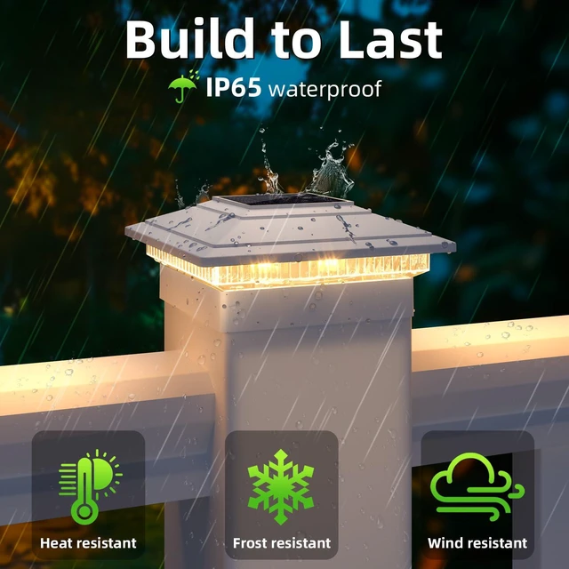 Alt view image 3 of 6 - Solar Post Cap Lights 12pack,Warm & Cool Light,for 4x4 5x5 6x6 Posts White IP65 Waterproof Fence Post Solar Light,Outdoor Deck Post Lights with 2 Color Modes for Wood/Vinyl Post Decorate Patio Porch