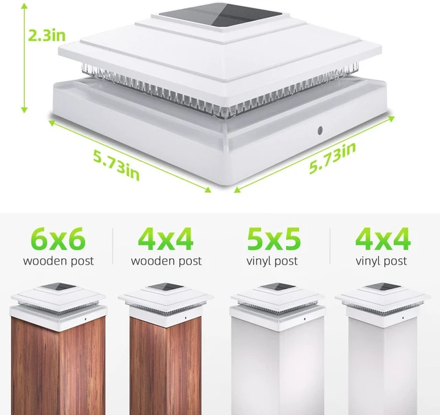 Alt view image 5 of 6 - Solar Post Cap Lights 12pack,Warm & Cool Light,for 4x4 5x5 6x6 Posts White IP65 Waterproof Fence Post Solar Light,Outdoor Deck Post Lights with 2 Color Modes for Wood/Vinyl Post Decorate Patio Porch