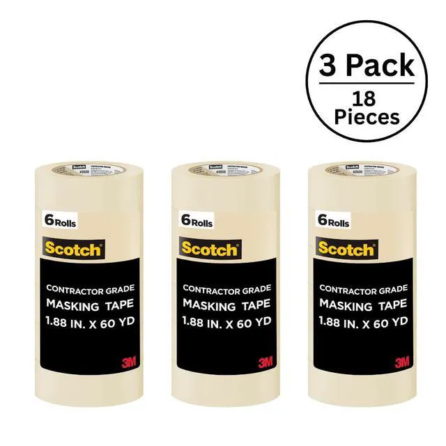 Alt view image 2 of 7 - Painter's Tape Contractor Grade,1.88 in x 60.1 yd Rolls, 3 Pack