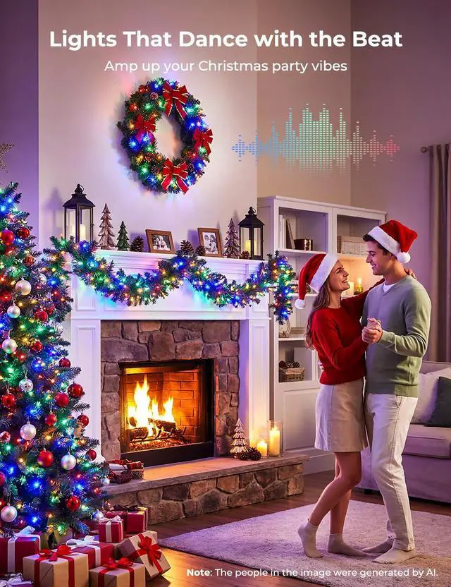 Alt view image 4 of 7 - 198ft 600LED Smart Color Changing Christmas Halloween Tree Lights LED RGB Outdoor String Twinkle Lights, 16 Milion Adjustable Colors Smart Fairy Lights with App & Timer for Xmas Tree Party
