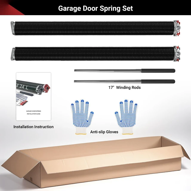 Alt view image 5 of 7 - Pair of Garage Door Spring 0.250 x 2x 30 (Pair), 18000 Cycles Long-lasting Garage Spring Door Replacement, Heavy-duty Garage Door Torsion Spring, Upgraded