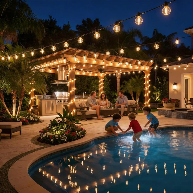 Alt view image 7 of 7 - 150FT Outdoor String Lights, 75+2 G40 LED Bulbs, Dimmable Patio Lights Waterproof 2700K Warm white bulbs,energy-efficient connectable design for backyard parties, weddings, decks, patios and cafes