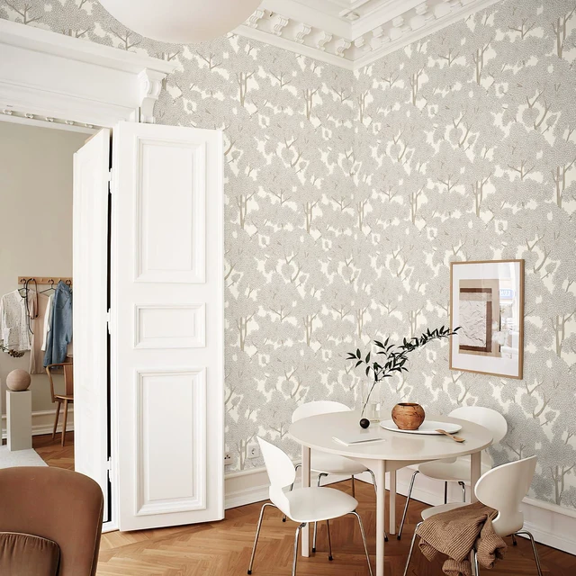 Alt view image 3 of 7 - Tree Wallpaper Peel and Stick Jungle Wall Paper Forest Mural Stick on Wallpaper Modern Waterproof Self Adhesive Contact Paper(17.3" x 800" Cream)