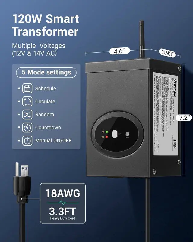 Alt view image 7 of 7 - Smart Low Voltage Landscape Transformer 120W 120V AC to 12V AC, 1 Zone Control, Compatible with Alexa and Google Home, Waterproof for Outdoor Lighting, ETL Listed