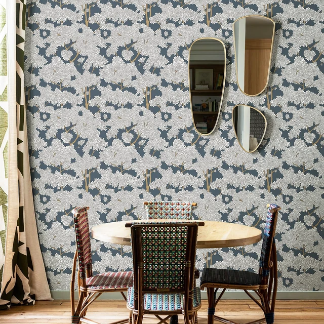 Alt view image 3 of 7 - Tree Wallpaper Peel and Stick Jungle Wall Paper Forest Mural Stick on Wallpaper Modern Waterproof Self Adhesive Contact Paper (17.3" x 400" Blue)