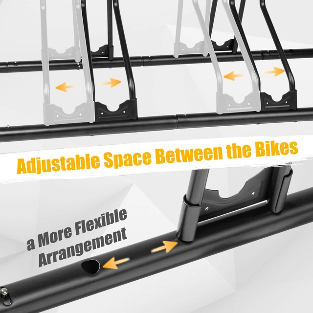 Alt view image 4 of 6 - Bicycle Floor Parking Rack Stand - for Mountain MTB Road Bike - Indoor Home Garage Storage - Adjustable 3 Bikes