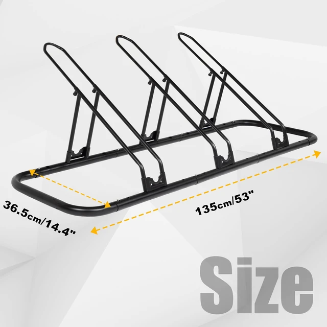 Alt view image 5 of 6 - Bicycle Floor Parking Rack Stand - for Mountain MTB Road Bike - Indoor Home Garage Storage - Adjustable 3 Bikes