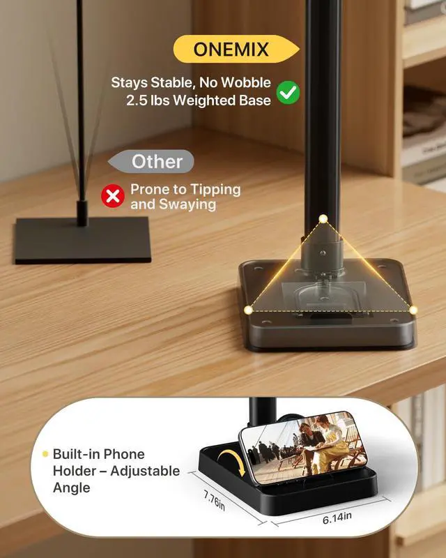 Alt view image 4 of 7 - LED Desk Lamp with Base, 42-Inch 4-Panel Light for Dual Monitors 1800 Lumens, 4 Adjustable Panels, 5 Color Temps, 5 Brightness Levels, Remote, Timer, Flicker-Free for Home Office