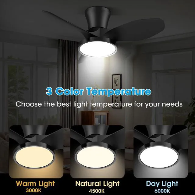 Alt view image 3 of 7 - Quiet Ceiling Fan with LED Light DC Motor 32 inch Large Air Volume Remote Control for Kitchen Bedroom Dining Room Patio