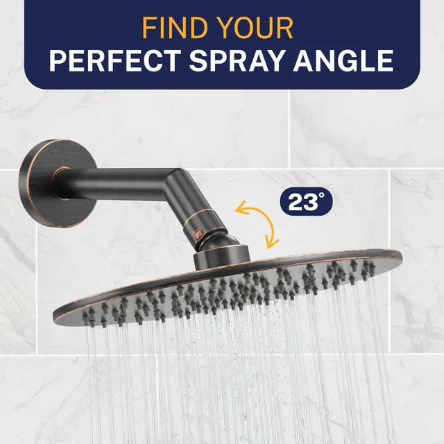 Alt view image 6 of 7 - Solid Metal Round 8 Inch Rainfall Shower Head, High Flow Shower Head Optimized for Pressure, Oil Rubbed Bronze, 2.5 GPM