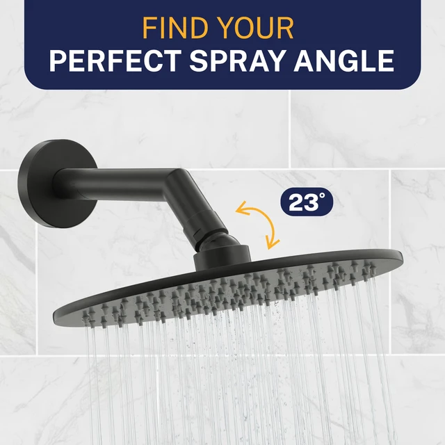 Alt view image 6 of 7 - ® Solid Metal 8 Inch Rainfall Shower Head MATTE BLACK - Shower Head Rainfall - 1.75 GPM High Flow Shower Head Optimized for Pressure Large Round Rain Shower Heads