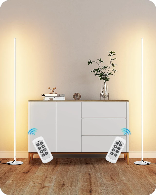 Main image of 2 Pack 57.5 Floor Lamps with Remote, Stepless Dimmable & 7 CCT 2700-6000K, Foot Switch, Tall Corner Lamp for Bedrooms, Living Rooms, Offices, Sturdy Base, White