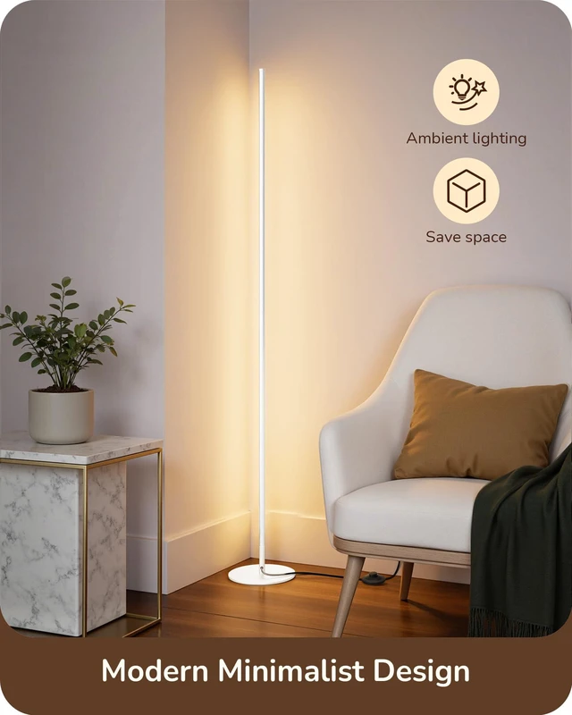 Alt view image 5 of 7 - 2 Pack 57.5 Floor Lamps with Remote, Stepless Dimmable & 7 CCT 2700-6000K, Foot Switch, Tall Corner Lamp for Bedrooms, Living Rooms, Offices, Sturdy Base, White