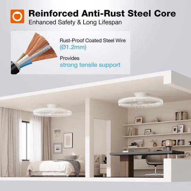 Alt view image 4 of 7 - 24" Ceiling Fans with Lights and Remote, Low Profile Fandelier Wider Airflow, 3000-6000K Dimmable LED, 6 Speeds, Reversible DC Motor, App Control, Memory Function, Timer, Quiet Operation