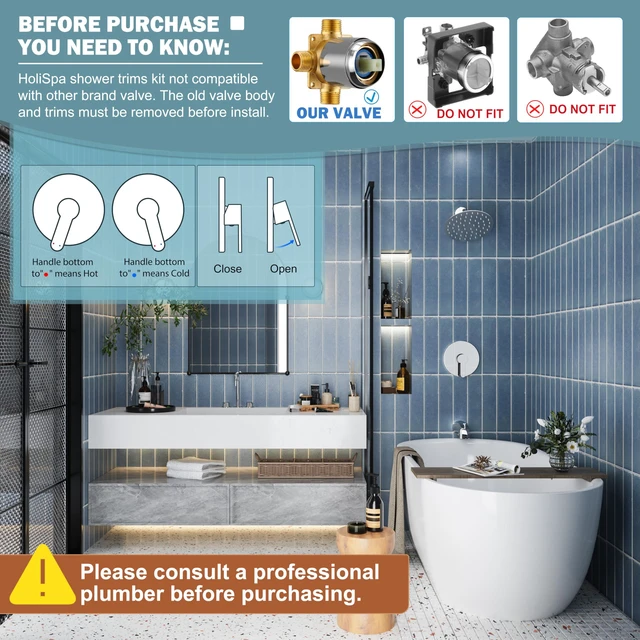 Alt view image 2 of 7 - Tub Shower Faucet Set, 8" Rain Shower Head & Spout, Polished Chrome All-Metal Rainfall Showerhead and Bathtub Spout, Single-Handle Tub Shower-Trim Kit Included Valve, for Bathroom