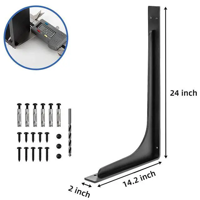 Alt view image 2 of 7 - 24 INCH x 14.2 INCH Shelf Brackets,L Shelf Brackets,Vertical Angle, Premium Alloy Metal Heavy Duty Shelf Bracket, high Strength Mounting Hardware Included, Corner Brace Joint,Pack of 2