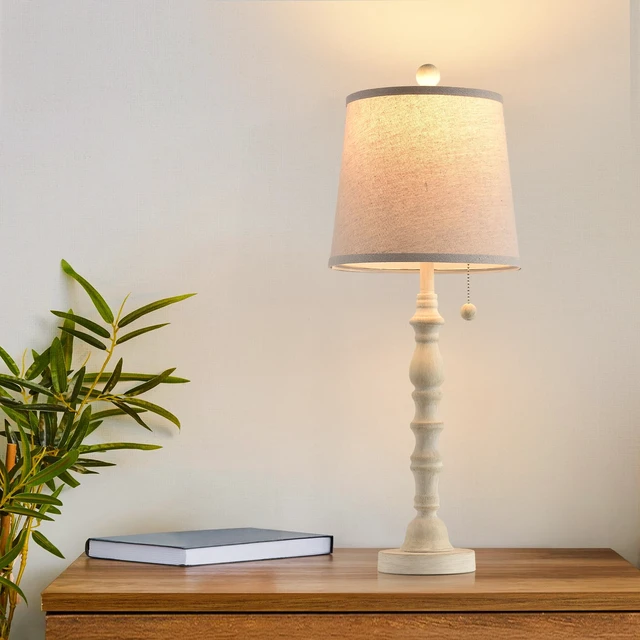 Alt view image 2 of 7 - Lamps for Living Room Modern Farmhouse Table Lamp Bedside Reading Lamps Set of 2 Night Stands Bedroom Night Lamp,with Fabric Lamp Shade (White, High 26.25 Inch)
