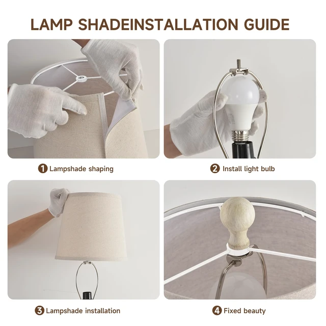Alt view image 6 of 7 - Lamps for Living Room Modern Farmhouse Table Lamp Bedside Reading Lamps Set of 2 Night Stands Bedroom Night Lamp,with Fabric Lamp Shade (White, High 26.25 Inch)