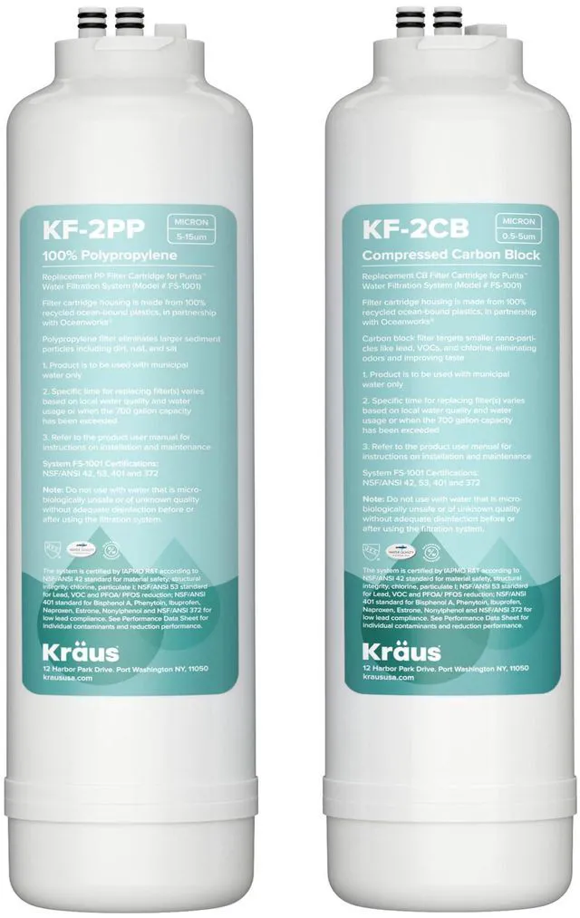 Main image of Replacement Filter Cartridges for Purita 2-Stage Under Sink Water Filtration System with Carbon Block and Polypropylene Filters (Set of 2), FC-101