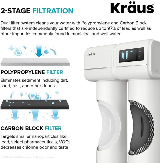 Alt view image 3 of 7 - Replacement Filter Cartridges for Purita 2-Stage Under Sink Water Filtration System with Carbon Block and Polypropylene Filters (Set of 2), FC-101