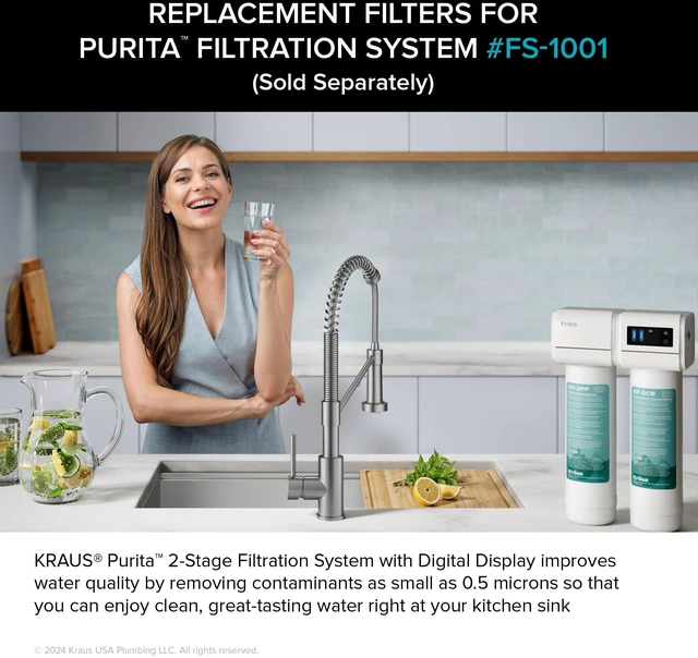 Alt view image 2 of 7 - Replacement Filter Cartridges for Purita 2-Stage Under Sink Water Filtration System with Carbon Block and Polypropylene Filters (Set of 2), FC-101