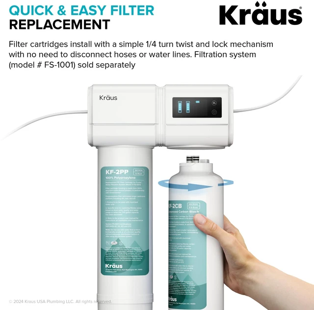 Alt view image 6 of 7 - Replacement Filter Cartridges for Purita 2-Stage Under Sink Water Filtration System with Carbon Block and Polypropylene Filters (Set of 2), FC-101