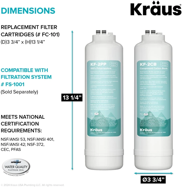 Alt view image 4 of 7 - Replacement Filter Cartridges for Purita 2-Stage Under Sink Water Filtration System with Carbon Block and Polypropylene Filters (Set of 2), FC-101