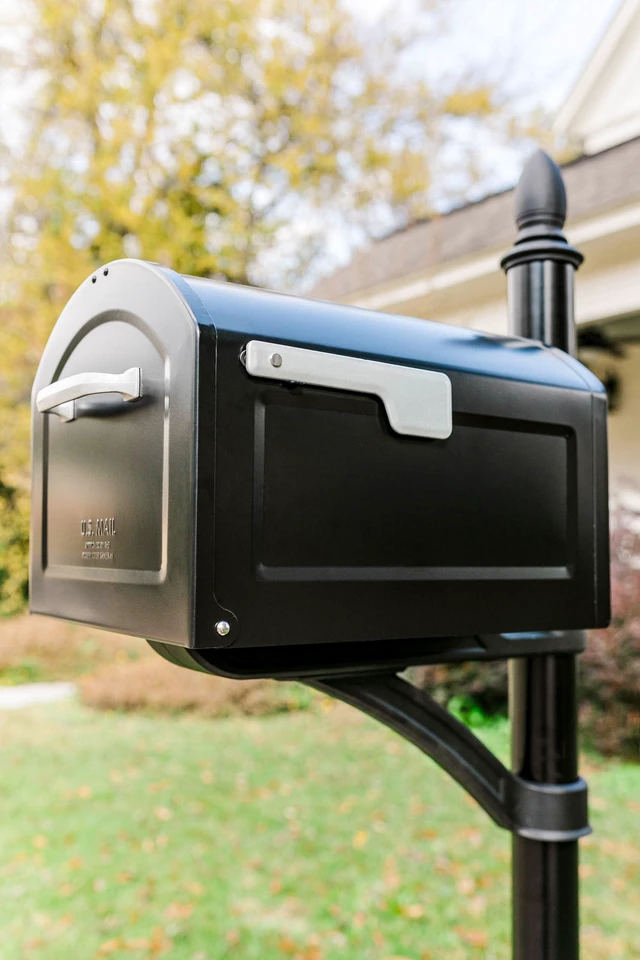 Alt view image 2 of 7 - 950020B-10 Centennial Postmount Mailbox, XL, Black Galvanized steel build for outside with rust-resistant powder-coat finish and a magnetic door closure. USPS approved