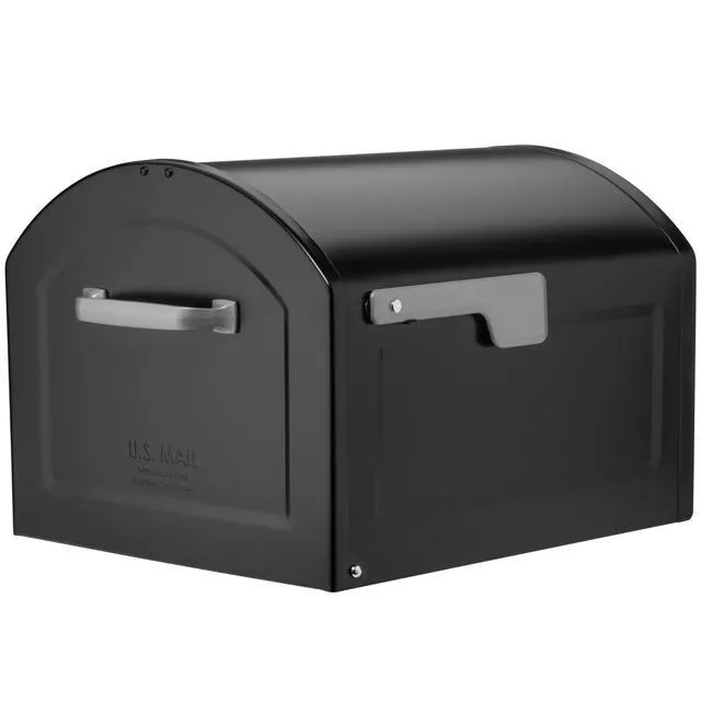 Main image of 950020B-10 Centennial Postmount Mailbox, XL, Black Galvanized steel build for outside with rust-resistant powder-coat finish and a magnetic door closure. USPS approved