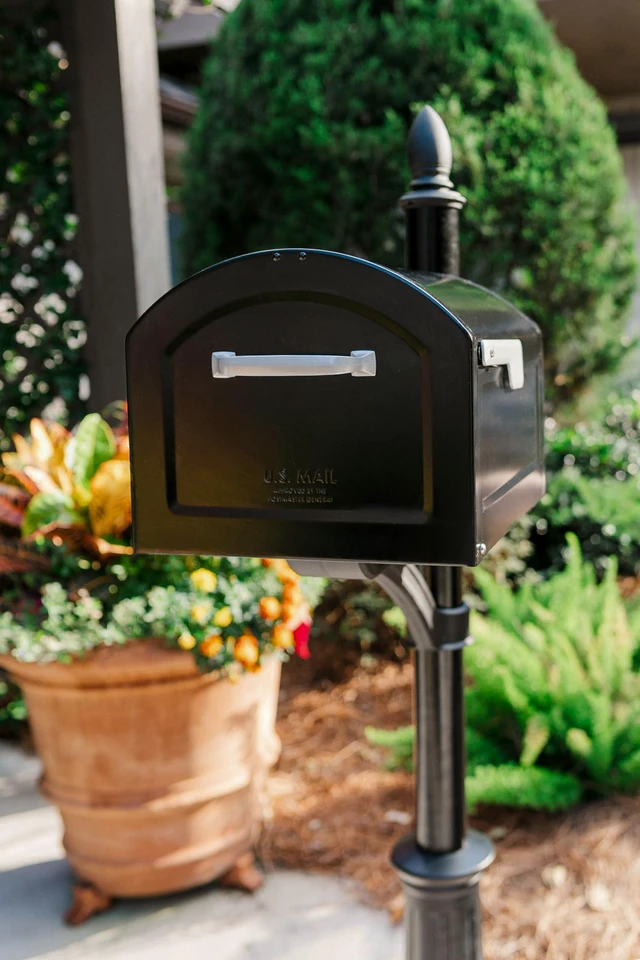 Alt view image 4 of 7 - 950020B-10 Centennial Postmount Mailbox, XL, Black Galvanized steel build for outside with rust-resistant powder-coat finish and a magnetic door closure. USPS approved