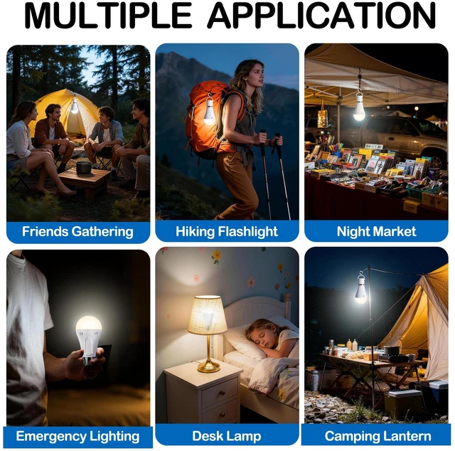 Alt view image 7 of 7 - 10 Pack A19 Rechargeable Emergency Light Bulbs E26 9W 3000K Warm Emergency Light Bulbs for Power Outage, Battery Backup LED for Lamps, Hurricane Blizzard Use, Outdoor Camping Hiking