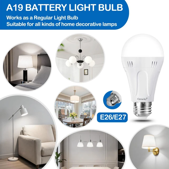 Alt view image 6 of 7 - 10 Pack Rechargeable Light Bulbs Battery Operated A19 Emergency Light Bulbs for Power Outage Hurricane Blizzard Outdoor Activities E26 9W 6500K Daylight