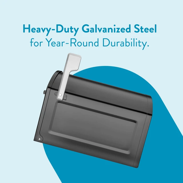 Alt view image 7 of 7 - 950020B-10 Centennial Postmount Mailbox, XL, Black Galvanized steel build for outside with rust-resistant powder-coat finish and a magnetic door closure. USPS approved