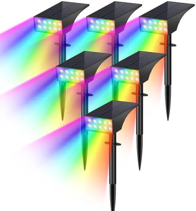 Main image of Solar Spot Lights Outdoor Color Changing 6 Pack Halloween Spotlights IP65 Waterproof, Auto On/Off LED Powered Yard Garden Flood Solar Light for Outside Pathway Wall Tree Lawn Uplights Lights