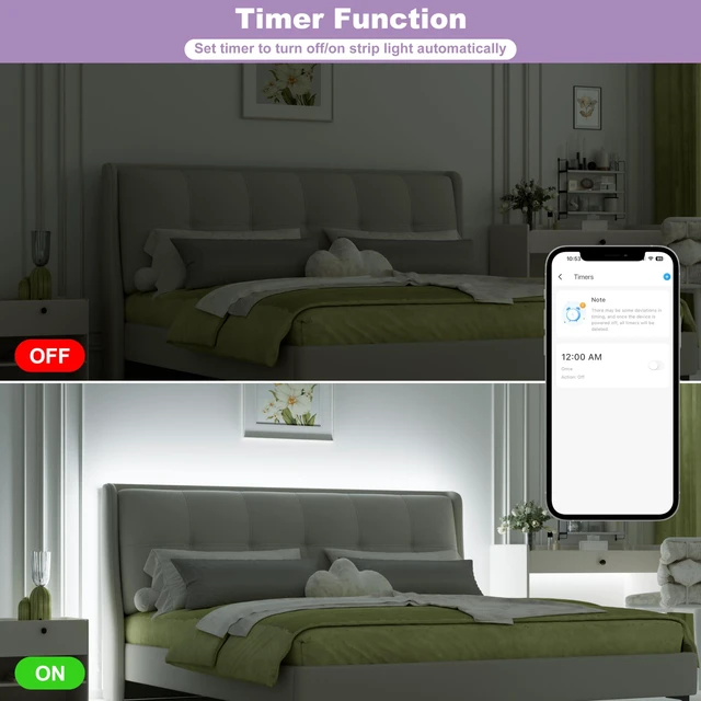 Alt view image 4 of 7 - COB LED Strip Lights 65.6ft/20m,UL-Listed CRI 90+ Dimmable 6000K Daylight White Super Bright,with APP Control/RF Remote,Work with Alexa/Google,for Cabinet/Bedroom/Kitchen DIY Lighting Projects