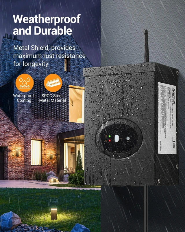 Alt view image 6 of 7 - 200W Smart Low Voltage Landscape Transformer, Waterproof, Schedule and Timer, Compatible with Alexa and Google Home, 120V AC to 12V AC for LED Landscape Lights, Outdoor Lighting, ETL Listed