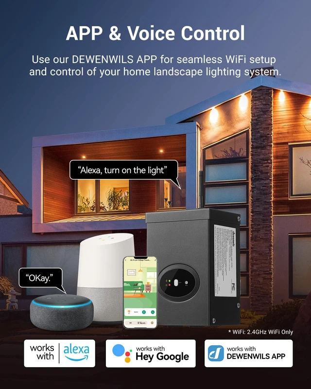 Alt view image 2 of 7 - 200W Smart Low Voltage Landscape Transformer, Waterproof, Schedule and Timer, Compatible with Alexa and Google Home, 120V AC to 12V AC for LED Landscape Lights, Outdoor Lighting, ETL Listed