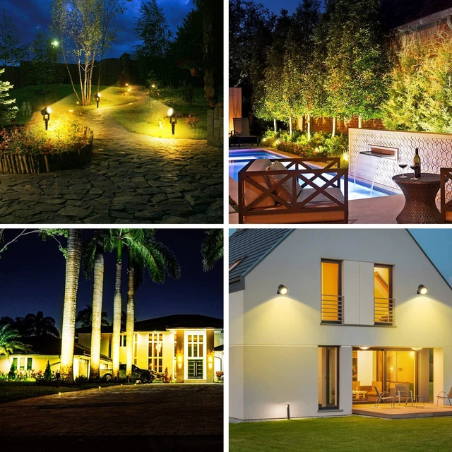 Alt view image 7 of 7 - Christmas Solar Landscape Spotlights 4 Pack Warm White 3000K, Spot Lights IP65 Waterproof Outdoor Separated Panel with 9.8ft Cable, Garden Pond Light for Flag Driveway Walkway Patio Halloween