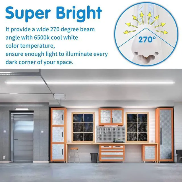 Alt view image 3 of 6 - Led Shop Lights,Led Shop Lights 4FT 50W 6500K 7000LM Clear White,Shop Light 4FT 110V Linkable Integrated V-Shape for Shop Garage,Warehouse,Workbench and Workshop Commercial Bay Lighting(4-Pack)