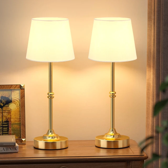 Alt view image 2 of 7 - Rechargeable Cordless Table Lamp Gold - 2 Pack Brass 4000mAh Battery Operated Lamp, 3000K Warm Light, Touch Control Stepless Dimming, for Bedside, Dining Table, Home Decor