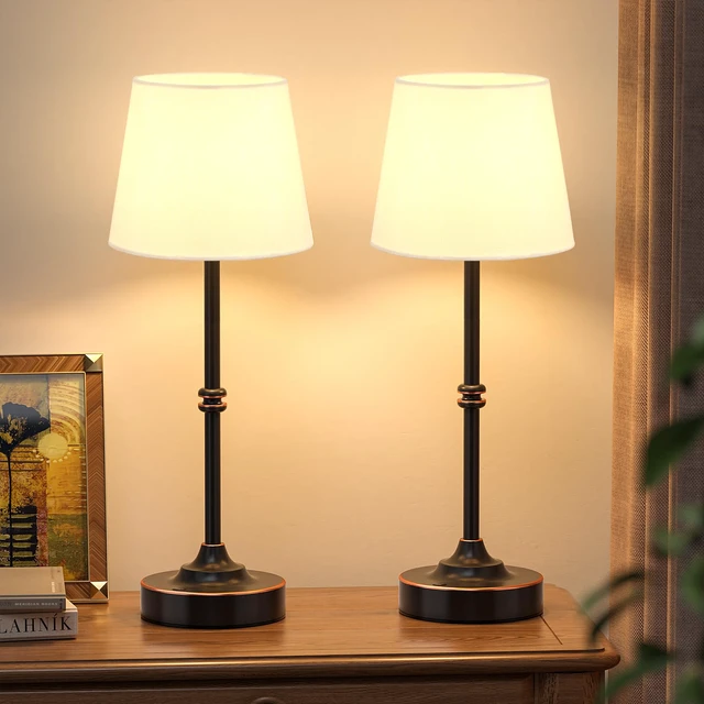 Alt view image 2 of 7 - Rechargeable Cordless Table Lamp Antique Black - 2 Pack 4000mAh Battery Operated Lamp, 3000K Warm Light, Touch Control Stepless Dimming, for Bedside, Dining Table, Home Decor