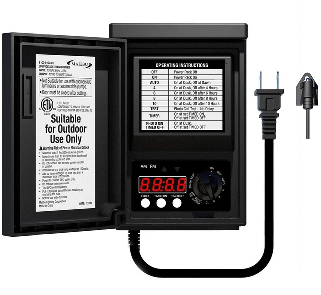 Main image of 120 Watt Power Pack with Sensor and Weather Shield for Low Voltage Landscape Lighting Spotlight Outdoor Transformer 120V Input 12V Output 8100-9120-01