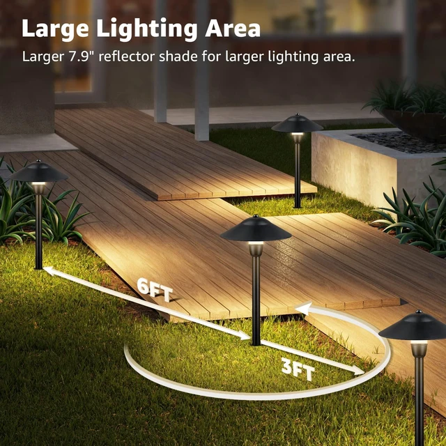 Alt view image 4 of 7 - 3W Low Voltage Pathway Lights, 4-Pack 7.9" 3000K Classic Aluminum Landscape Lights, 12-24V AC/DC, IP65 Waterproof, ETL Listed Wire, with Fastlock2 Connectors, for Yard Garden Walkway Driveway