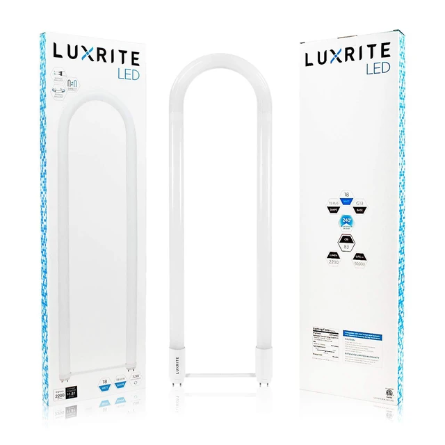 Alt view image 2 of 7 - U Bend LED Tube Light, T8 T12, 18W (32W Equivalent), 3000K (4 Pack) Soft White, 2000 Lumens, Fluorescent Light Tube Replacement, Direct or Ballast Bypass, DLC and ETL Listed, G13 Base