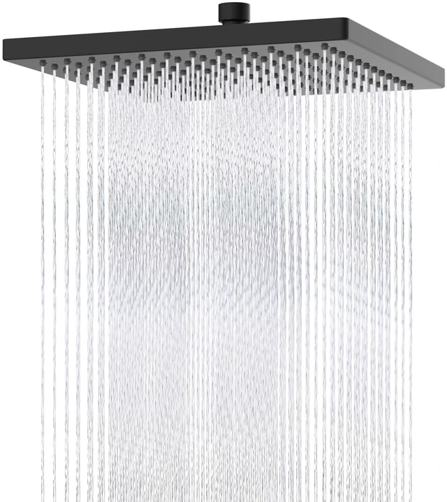 Main image of cUPC Certified High Pressure 12'' Rain Shower Head, Matte Black Thickness Metal Showerhead, Square Large Bathroom Rainfall Shower Head, Adjustable Brass Ball, Waterfall Full Body Coverage