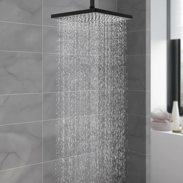 Alt view image 7 of 7 - cUPC Certified High Pressure 12'' Rain Shower Head, Matte Black Thickness Metal Showerhead, Square Large Bathroom Rainfall Shower Head, Adjustable Brass Ball, Waterfall Full Body Coverage