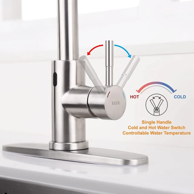 Alt view image 3 of 5 - Touchless Kitchen Faucet with Pull Down Sprayer, Motion Sensor Kitchen Faucet with Kitchen Soap Dispenser, Single Kitchen Faucet High Arc Pull Out Faucet for Kitchen Sink RVBrush Nickel
