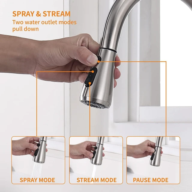 Alt view image 5 of 5 - Touchless Kitchen Faucet with Pull Down Sprayer, Motion Sensor Kitchen Faucet with Kitchen Soap Dispenser, Single Kitchen Faucet High Arc Pull Out Faucet for Kitchen Sink RVBrush Nickel