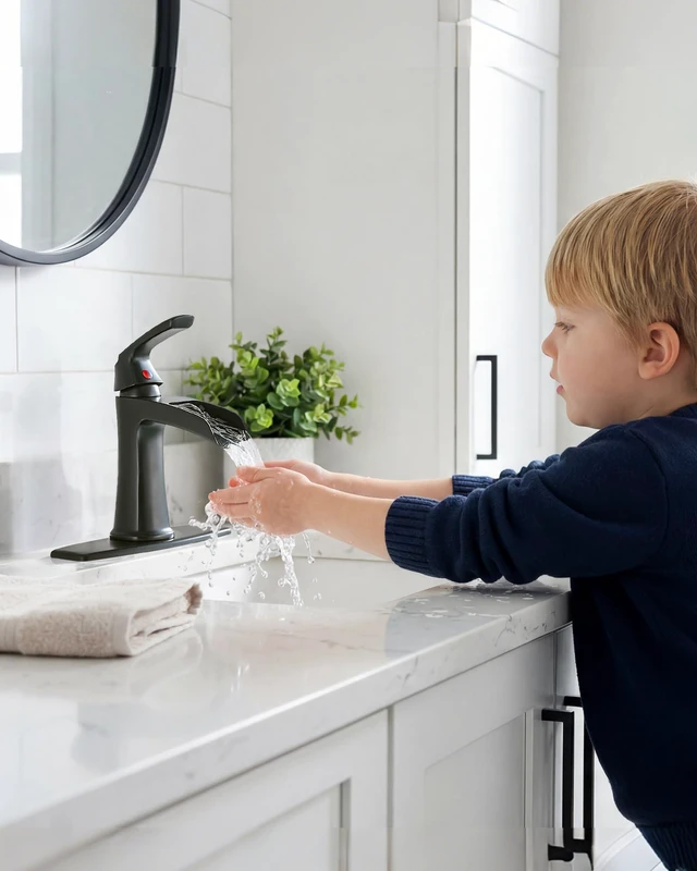 Alt view image 2 of 7 - Waterfall Bathroom Faucets Single Handle Brushed Nickel, for 1 or 3 Holes, Vanity Faucet with Deck Plate and Drain